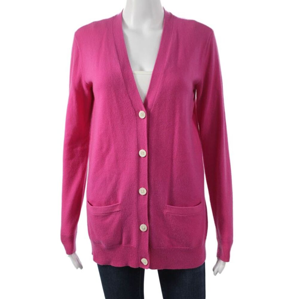 Ralph Lauren Blue Label Women Cashmere V Neck Cardigan Pink Long Sleeve Size S